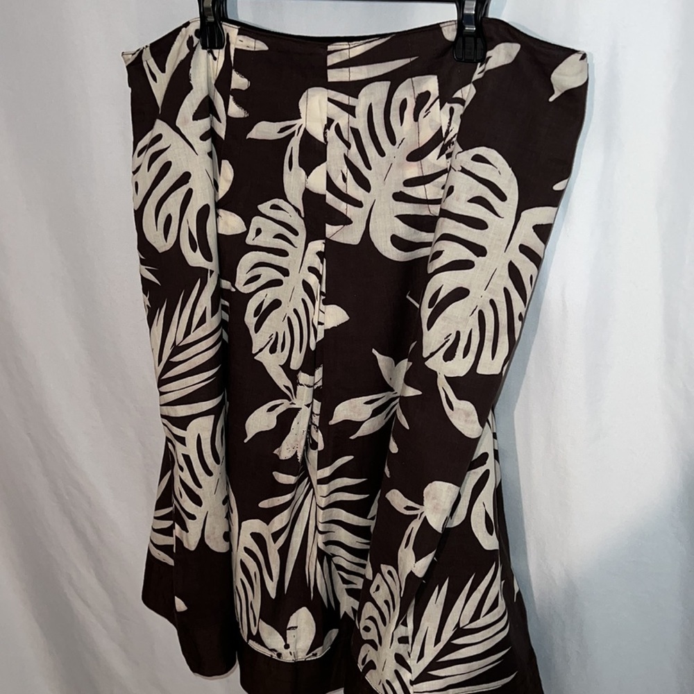 Chico's Women Pleated Skirt Brown Palm Leaf Hawaiin Print Size 2.5 - Picture 10 of 10